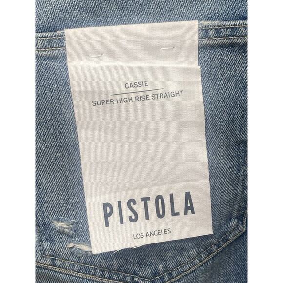 Pistola Women’s Cassie Super High Rise Straight Jeans Sz 33 Belmont Distressed - Picture 3 of 6